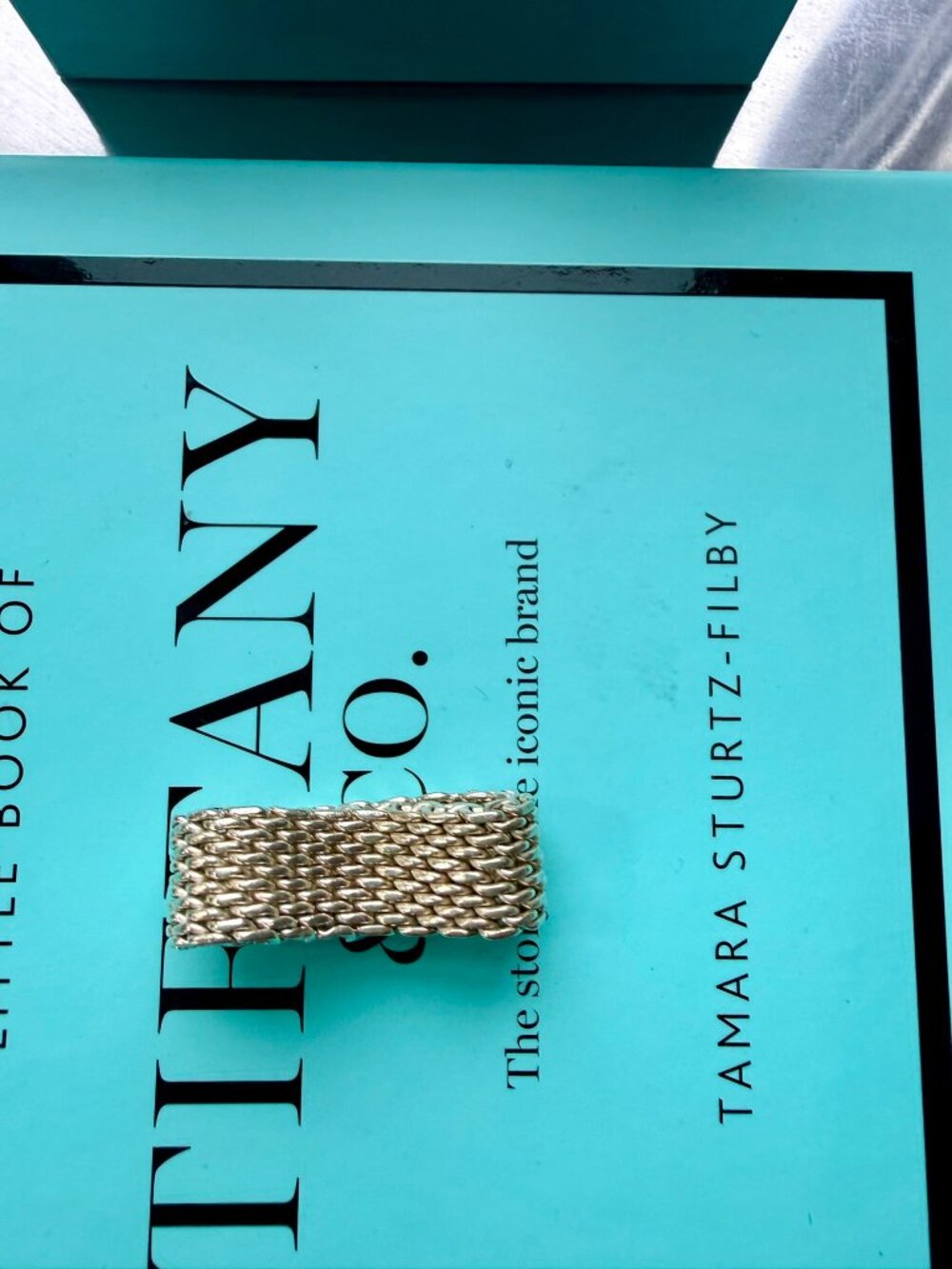Tiffany & Co. Somerset 10MM Wide Band Mesh Weave Chain Ring Sterling Silver 925 - Picture 5 of 8